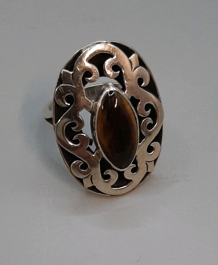 Vintage Size 6.75 925 Tiger's Eye Ring