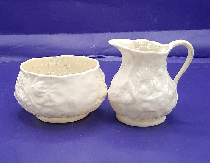 Vintage Belleek of Ireland Third Green Mark 1965-1980 3" Cream and Sugar