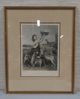 Victorian 18.5 X 15" Hand Filled Engraving "The Highland Keeper's Daughter