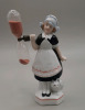 Vintage 5" Art Deco Figural German Porcelain Egg Timer Maid with Cat