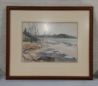 Vintage "Vermont Spring" Watercolour by American Artist Peter Robinson 23 X 19.75" Minor mark on frame