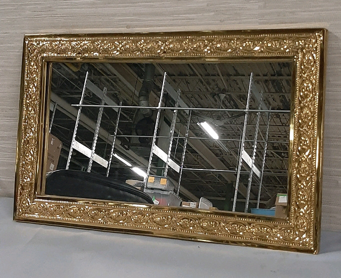 Vintage 19.75 X 12.25" Brass Framed Mirror by Lombard Moute Made in England