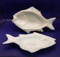 Antique Milk Glass Fish Dishes by Atterbury Glass Patented June 18 1872