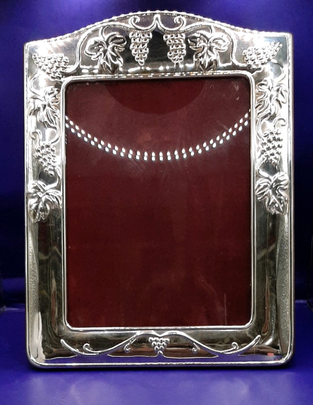 Vintage Italian 925 Sterling Silver 8 x 10" Frame with Grapes