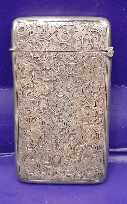 Victorian 3.25 X 2.00" English Silver Card Case Circa 1876