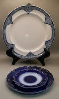Antique 10" Flanders Flow Blue Plate W.H. Gridley & Co Flow Blue Bread and Butter Plate Dessert Plate Please note crazing on 10" Plate