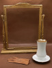 Antique 9.5 X 12" Gold Wood Swing Frame Antique Victorian Childs Glove Vintage White Porcelain with Heavy Gilding Hat Pin Holder