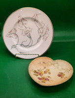 Antique Royal Worcester 6" Blush Ivory Heart Dish Vintage 8" Gloriana Plate