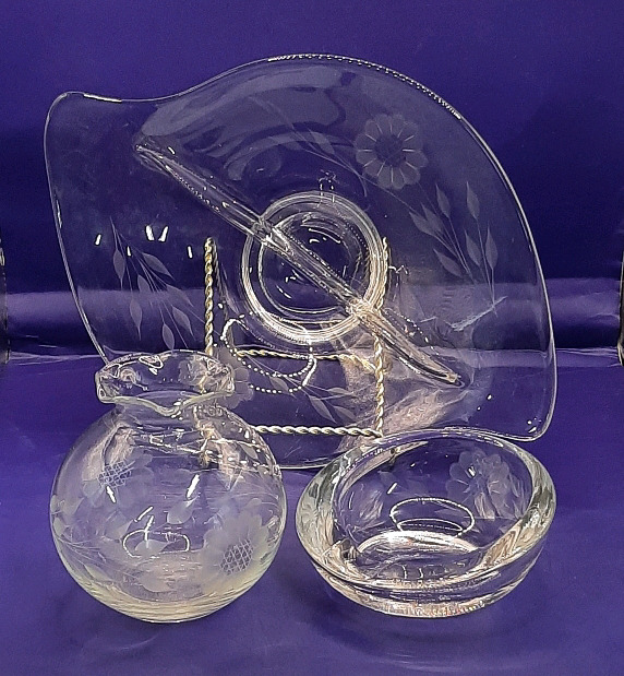 Vintage RHA Hughes Epic Line 12" Relish Dish CF10-1176 Hughes Cornflower Vase and Ashtray