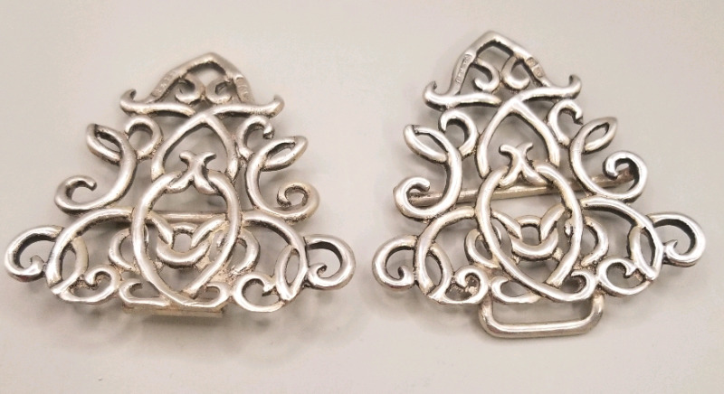 EDWARDIAN ENGLISH STERLING SILVER BELT BUCKLE by CORNELIUS SAVNDERS & FRACIS SHEPARD 1901