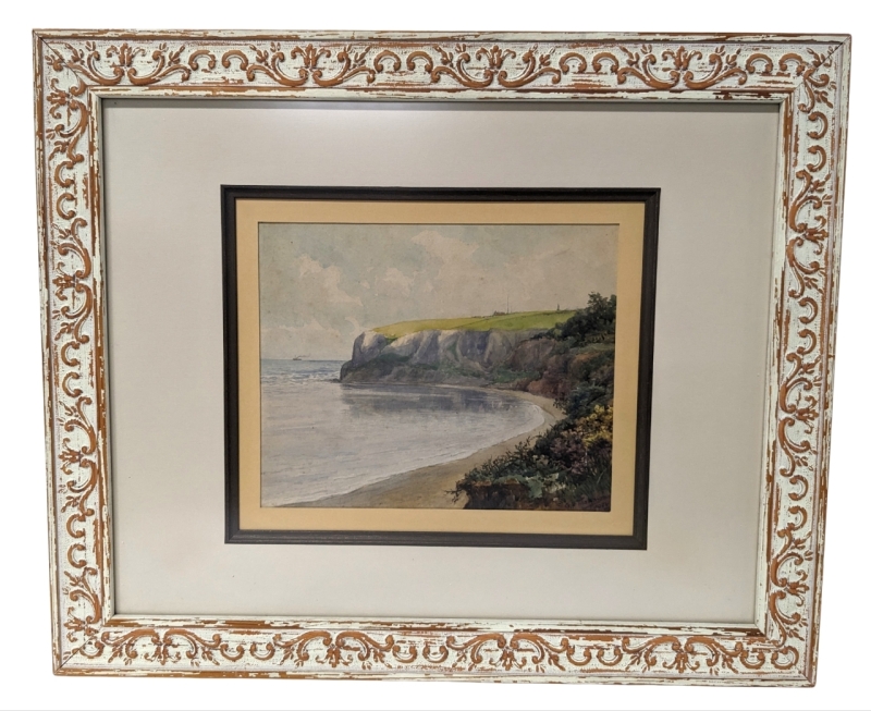 Framed G.H. Thompson 1924 Seaside Watercolor Painting (English Artist) 23.5" x 19.5"