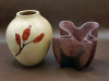 Vintage Artisan Carved Wood Bowl signed John Davis Artisan 5" Horse Chestnut Vase signed S Graham 2004