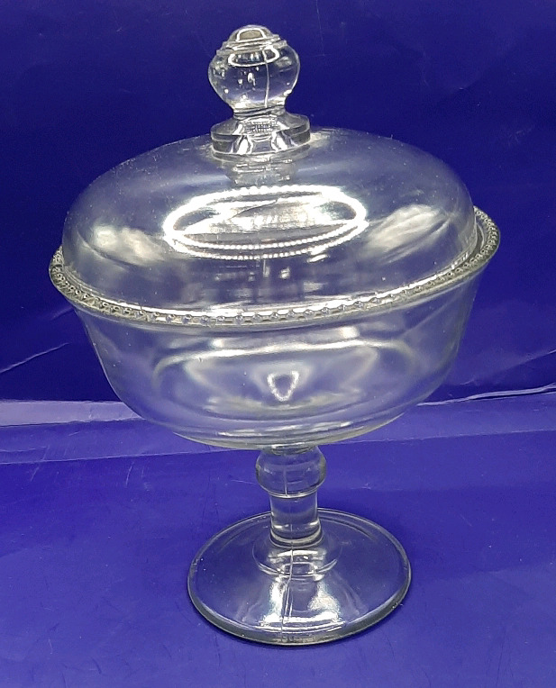 Antique 1880s 9" Flint Glass Compote