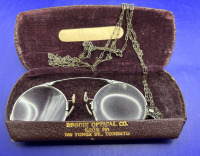 Antique 12K 1/10 Gold Filled Pince Nez with Chain OXFORD