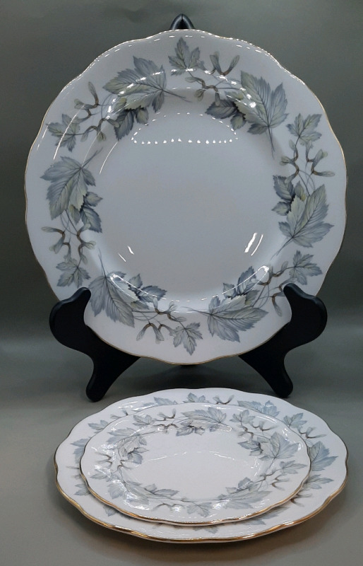 Vintage Royal Albert Silver Maple 4 10" Dinner Plates 4 Salad Plates 4 Bread Butter Plates