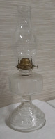 Vintage 18" Clear Glass Oil Lamp