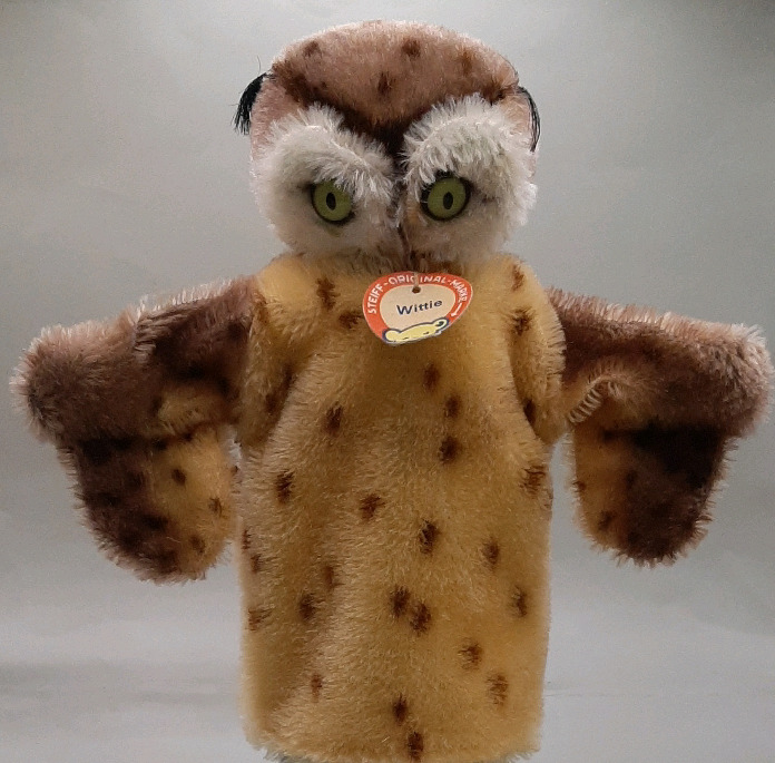 Vintage Steiff 8.25" Wittie Owl Puppet 1955- 1978