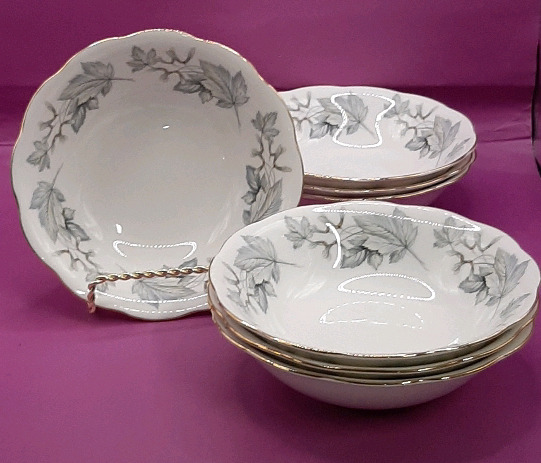 Vintage 7 Royal Albert Silver Maple 6.5" Cereal Bowls