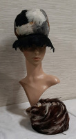 Vintage 2 Vintage Feather Hats Hat with Multi-Coloured Feathers Hat with Brown Feathers