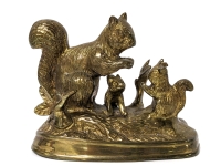 Vintage Brass Squirrel Family 6" x 3.25" x 5"