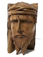 Gorgeous Live-Edge Wood Carved Jesus with Crown 8" Tall
