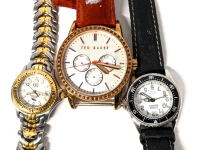 Three Analog Wrist Watches : Ted Baker TE2019, ESQ Esquire & Guess Waterpro