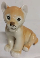 Vintage Lomonosov Lion Lioness Cub Porcelain Figurine USSR 5"x4.5"X4"