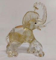 Arte Murano ICET Glass Elephant With Gold Flecks Made In Venezuela 7"x6.5"x3.5"