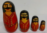 Vintage Wooden Japanese Matryoshka Nesting Dolls Set of 4
