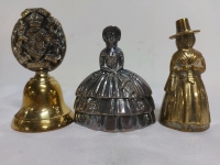 3 Vintage Bells Brass And Metal