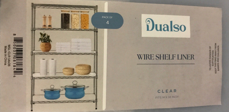 4 Pack DUALSO Wire Shelf Liner Wire Rack Shelf Mat Clear, 14" X 36"