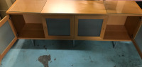 77&rdquo;x30&rdquo; Wood Credenza With Metal Legs & Glass Shelf&rsquo;s