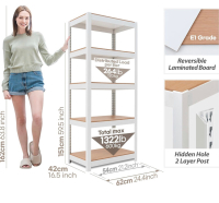 New HOMEDANT House 5 Tier 24.4" W Laminated Metal Shelving Unit Adjustable Storage