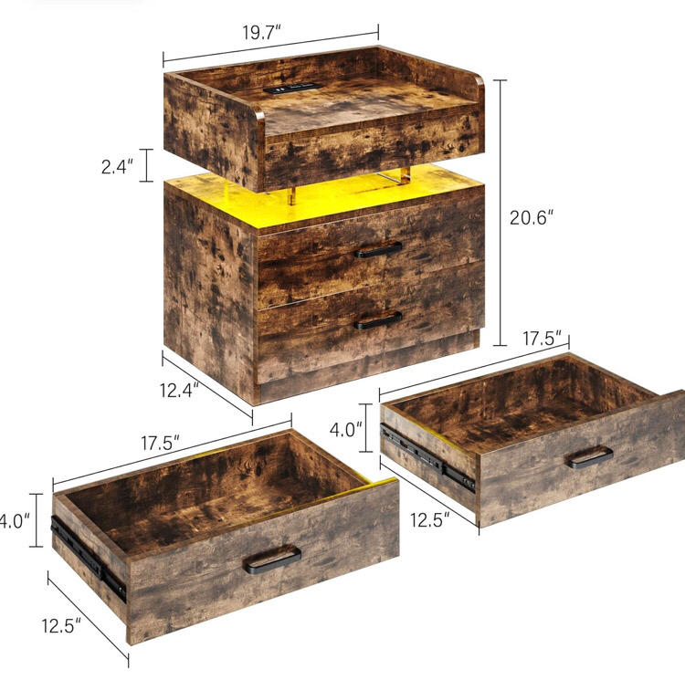 TC-HOMENY LED Nightstand