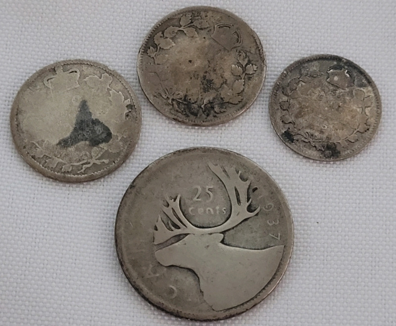 Canadian Silver Coin Lot . One (1) Quarter , Two (2) Dimes & One (1) Nickel
