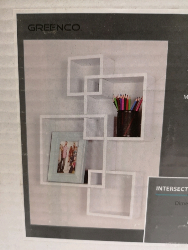 New Greenco Intersecting Square Floating Shelves - White