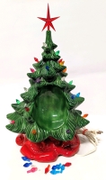 Nifty Vintage 15.5" Tall Light-Up Ceramic Christmas Tree with Unusual Open Areas on Each Side