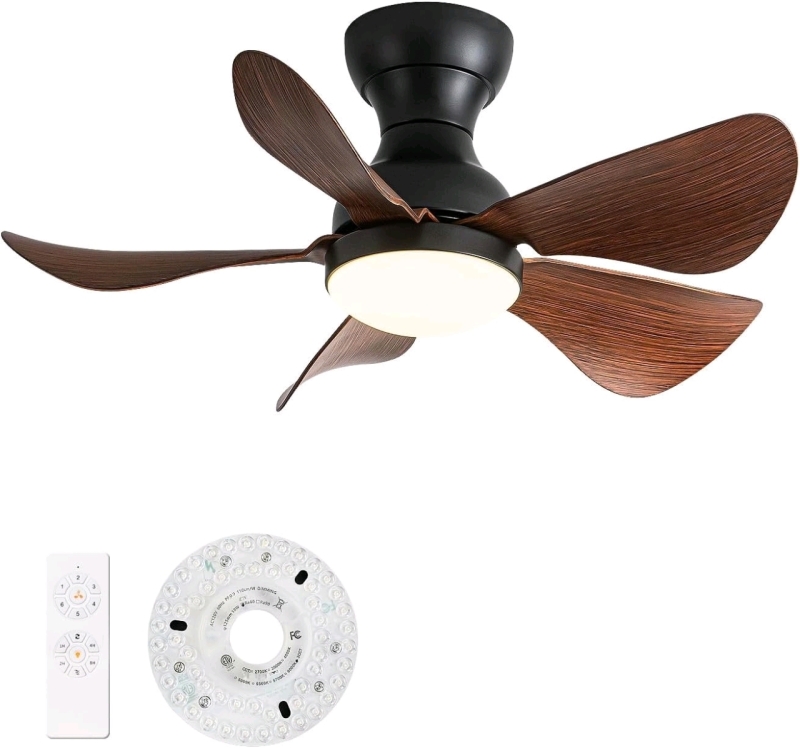New HOFZHi Modern Ceiling Fan with Light, DC 29&rdquo; Low Profile LED Ceiling Fan with Remove Control