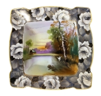 Vintage Hand Painted Nippon Gorgeously Decorated Dish 6.75" x 6.75" x 2.25" Tall