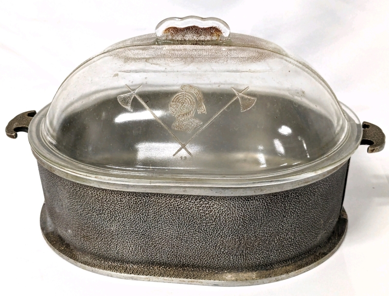 Vintage Guardian Service Aluminum Oval Roaster / Dutch Oven With Glass Domed Lid