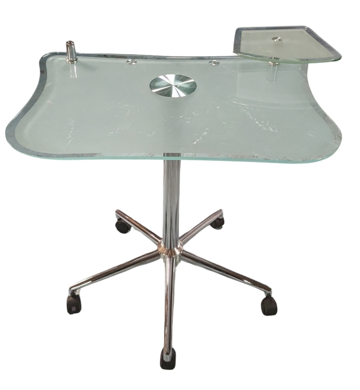 Neat Glass Rolling Laptop Desk w 1 Small Top Corner Riser 29" Tall, Desk Area 28.5" x 19.5"