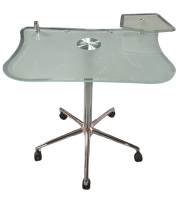 Neat Glass Rolling Laptop Desk w 1 Small Top Corner Riser 29" Tall, Desk Area 28.5" x 19.5"