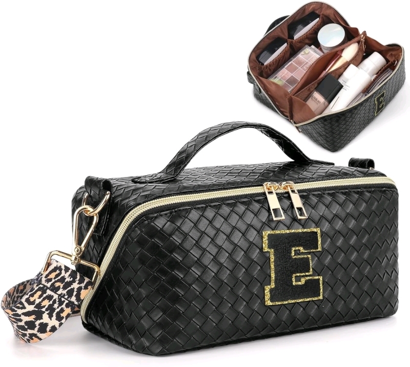 New FANPOI Large Makeup Bag with Crossbody Strap 9.4 x 5 x 5.5 inches
