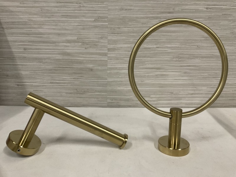 New Bathroom Gold Tone Towel & Roll Holders