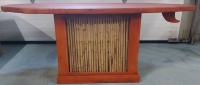 Wooden Surfboard Table With Bamboo Base Storage 62"Lx27.5"Wx24"H