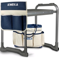 Aimerla Foldable Garden Kneeler Seat Heavy Duty Durable Garden Stool with Large Garden Tool Bags with Pockets And Pair Of Rubber Gloves 23"x12"x17.5"