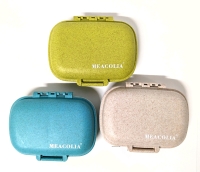 3 New Meacolia Mini Pill Organizer Cases w 8 Compartments (4.25" x 3.5" x 1.25")