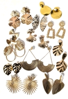 12 New Pairs Modern Rose Gold Tone & Gold Tone Dangly Earrings
