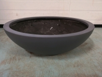 New Green Theory Fiberglass Low Bowl Planter - D23.5" & H7" Matte Grey