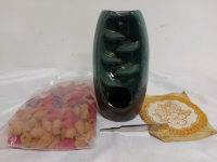 Backflow Incense Burner And Bag Of Incense With Tweezers